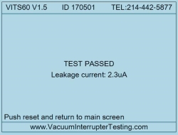 VITS60M vacuum integrity test seup screen